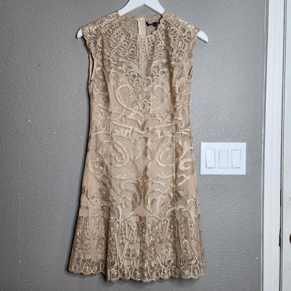 Gold Womens High Neck Mini Dress